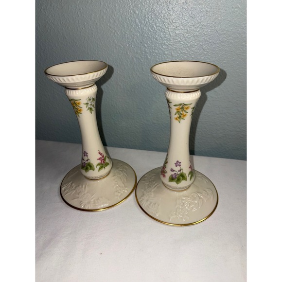 Lenox Other - Lenox The Constitution Candlesticks Limited Edition Ivory China Floral Gold Trim
